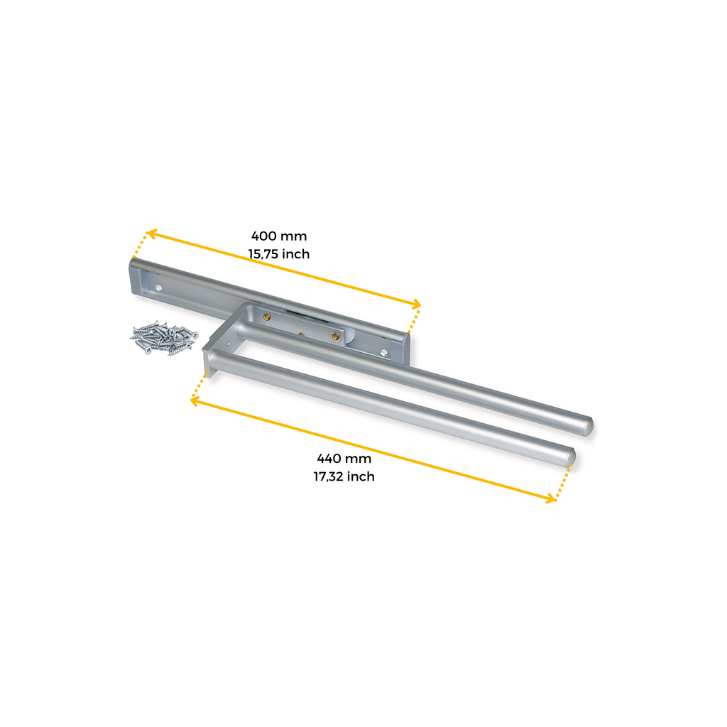 Towel rack extendable, 2 arms, Aluminium, Matt anodised-2
