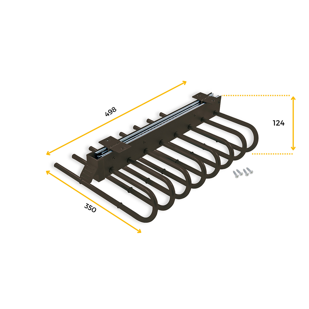 Porte-pantalons extractible, Droite, Peint en moka, Acier et Plastique.-2