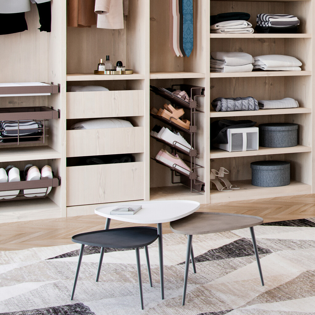 Schuh-Regal seitlich ausziehbar Moka, Rechts, Stahl, Mokka-5