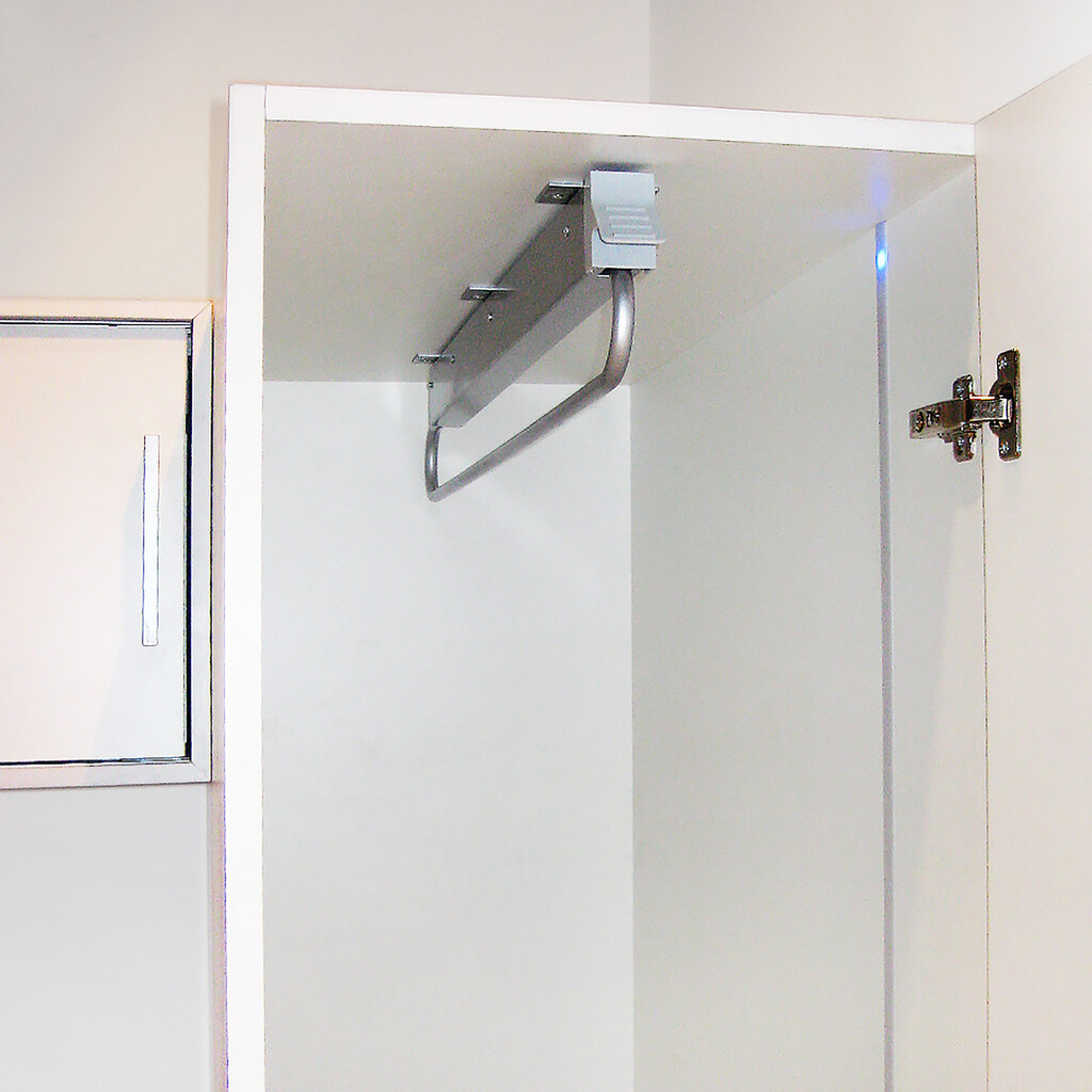 Ausziehbarer Kleiderstange für tiefe Schränke Self, 800, Grau metallic, Stahl und Kunststoff-3