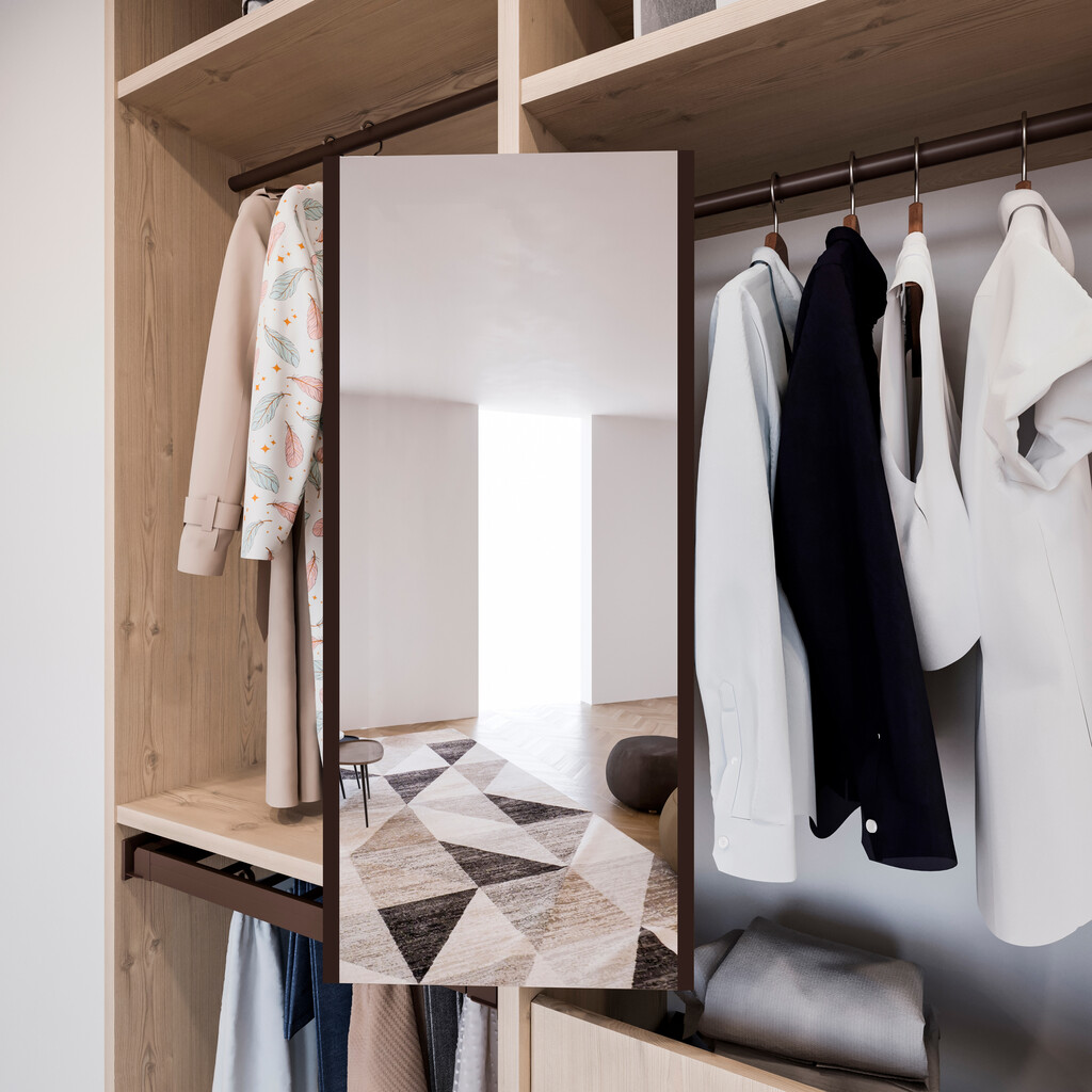 Ausziehbarer Innenspiegel für Schränke, Grau metallic, Stahl und Kunststoff und Glas-6