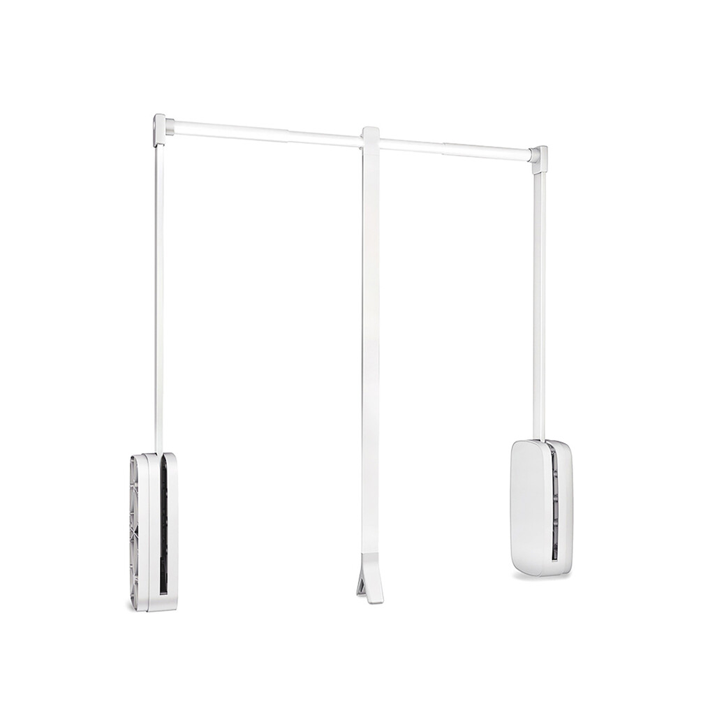 Sling pull down wardrobe rail lift, 450 - 600, White plastic, Steel and Plastic-Primary