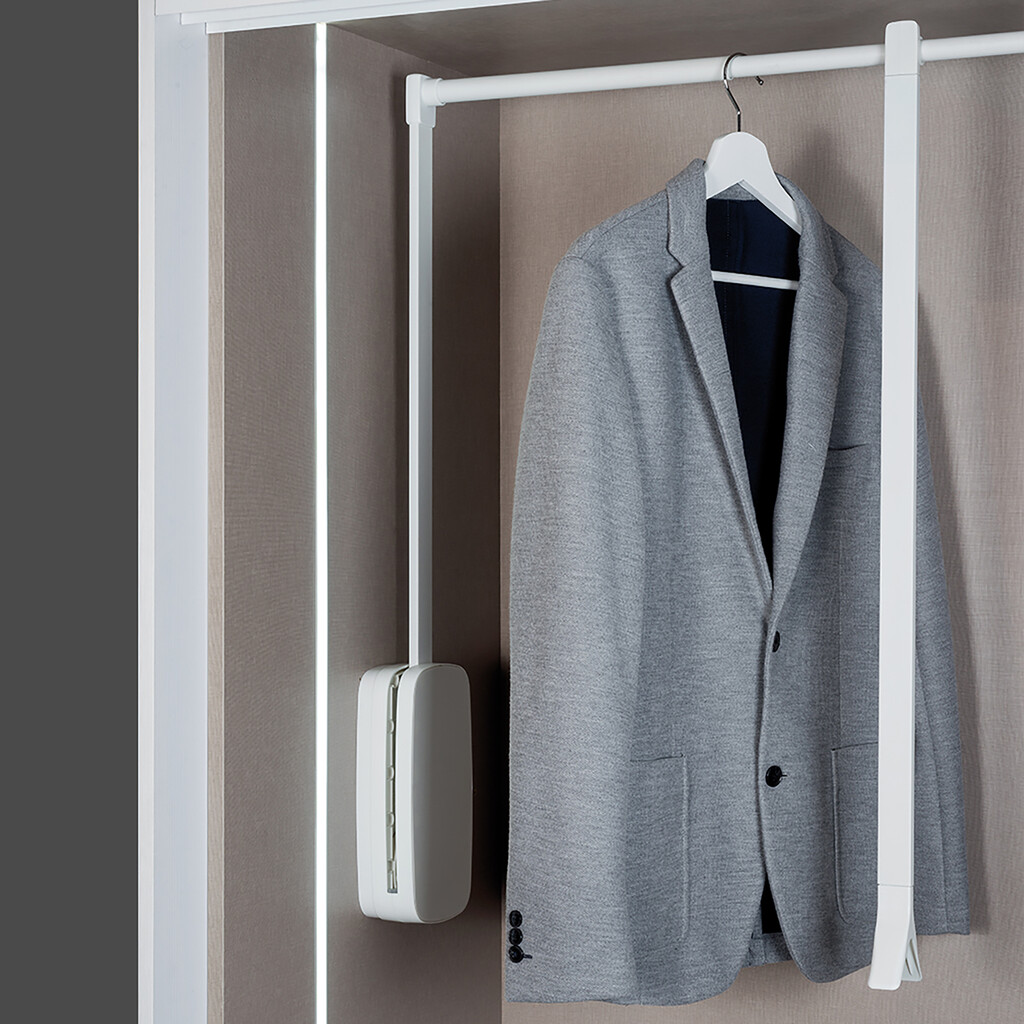 Sling pull down wardrobe rail lift, 600 - 830, White plastic, Steel and Plastic-4