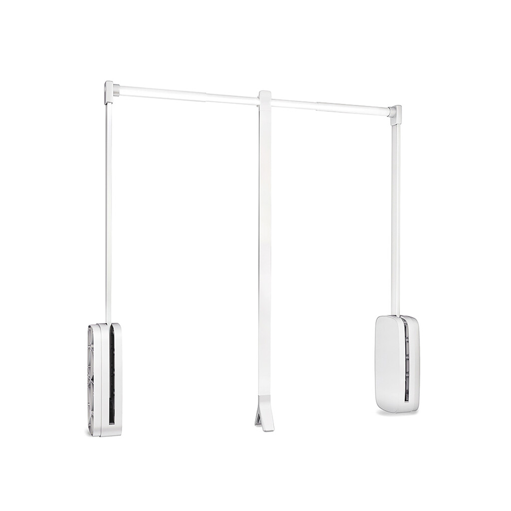 Sling pull down wardrobe rail lift, 600 - 830, White plastic, Steel and Plastic-Primary