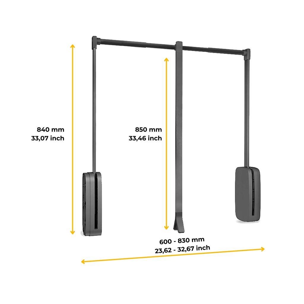 Kleiderlift für Garderoben Sling, 600 - 830, Titanium, Stahl und Kunststoff-2