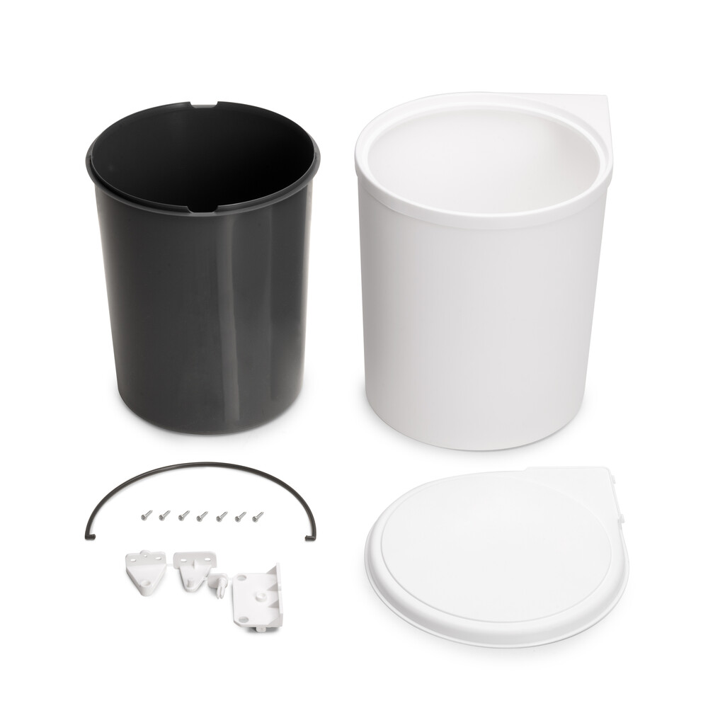 Contenedor de reciclaje para fijación a la puerta del mueble, 1 vaso extraíble de 13 litros, Plástico, Blanco-7