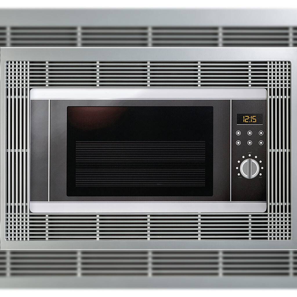 Microwave frame, for recessed mounting in kitchen units, module 600mm, 600x400mm, Plastic, Silver painted Aluminium-2