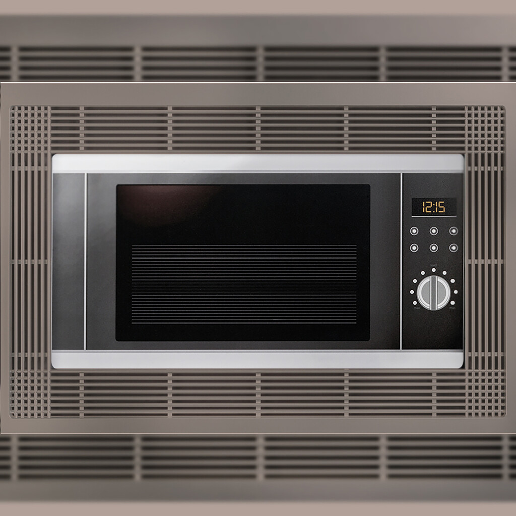 Aro para micro-ondas, para instalação embutida em unidade de cozinha, módulo 600mm, 600x400mm, Plástico, Níquel satinado-2
