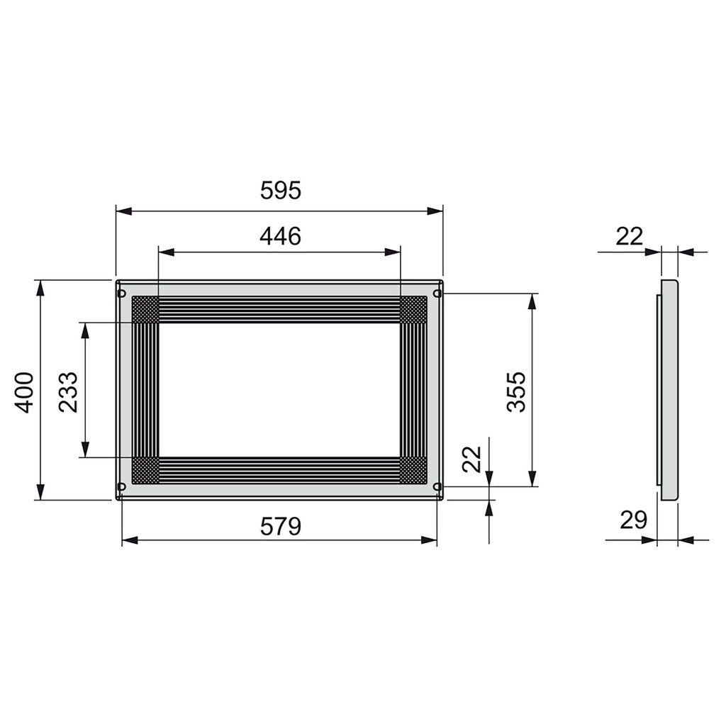 Aro para micro-ondas, para instalação embutida em unidade de cozinha, módulo 600mm, 600x400mm, Plástico, Níquel satinado-1