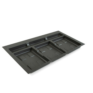 Base for kitchen drawer bins Recycle, 3 compartments, module 800mm, Anthracite grey Plastic product photo