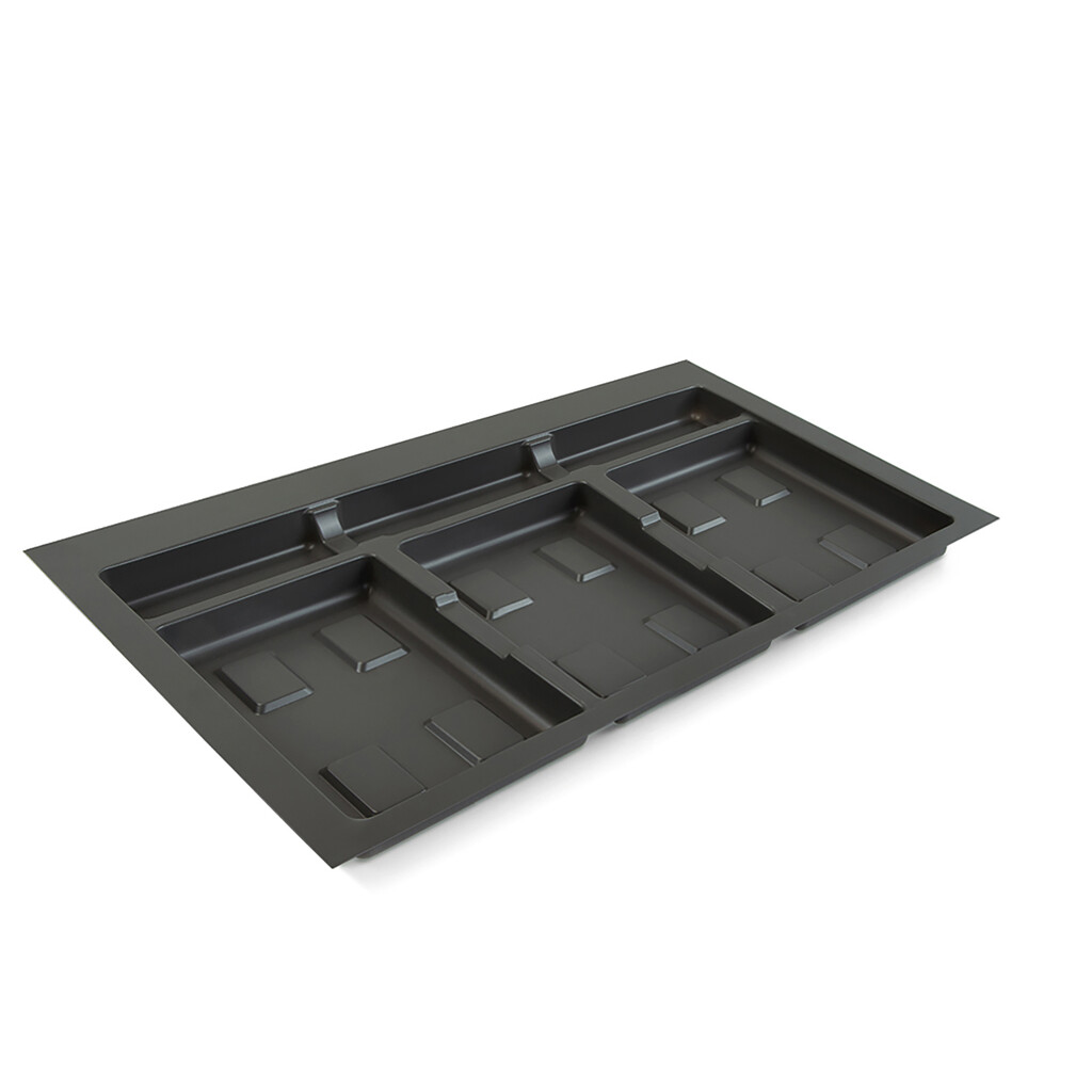 Base for kitchen drawer bins Recycle, 3 compartments, module 800mm, Anthracite grey Plastic-Primary