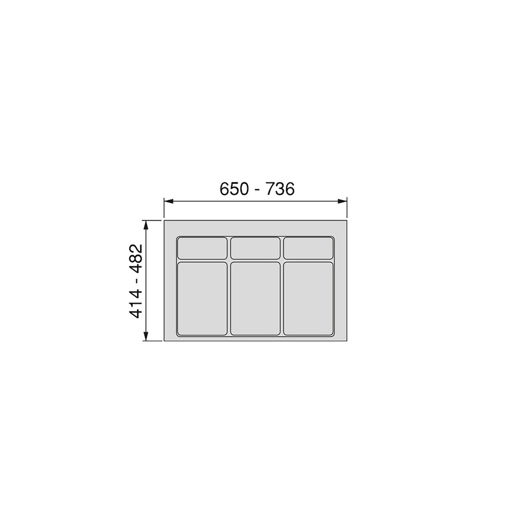 Base for kitchen drawer bins Recycle, 3 compartments, module 800mm, Anthracite grey Plastic-1