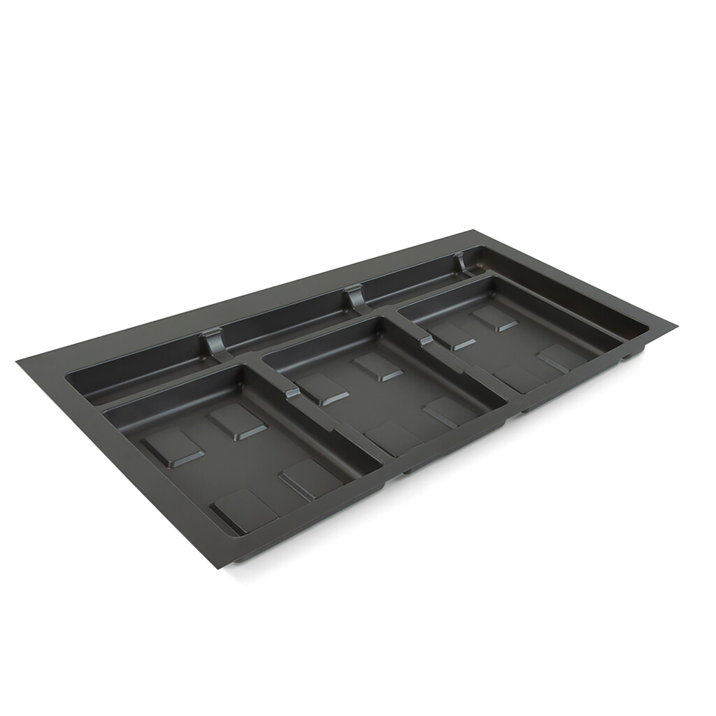 Basis Recycle für RecyclingRecyclingbehälterfür Küchenschublade, 3 Fächer, Modul 900mm, Kunststoff anthrazitgrau-Primary