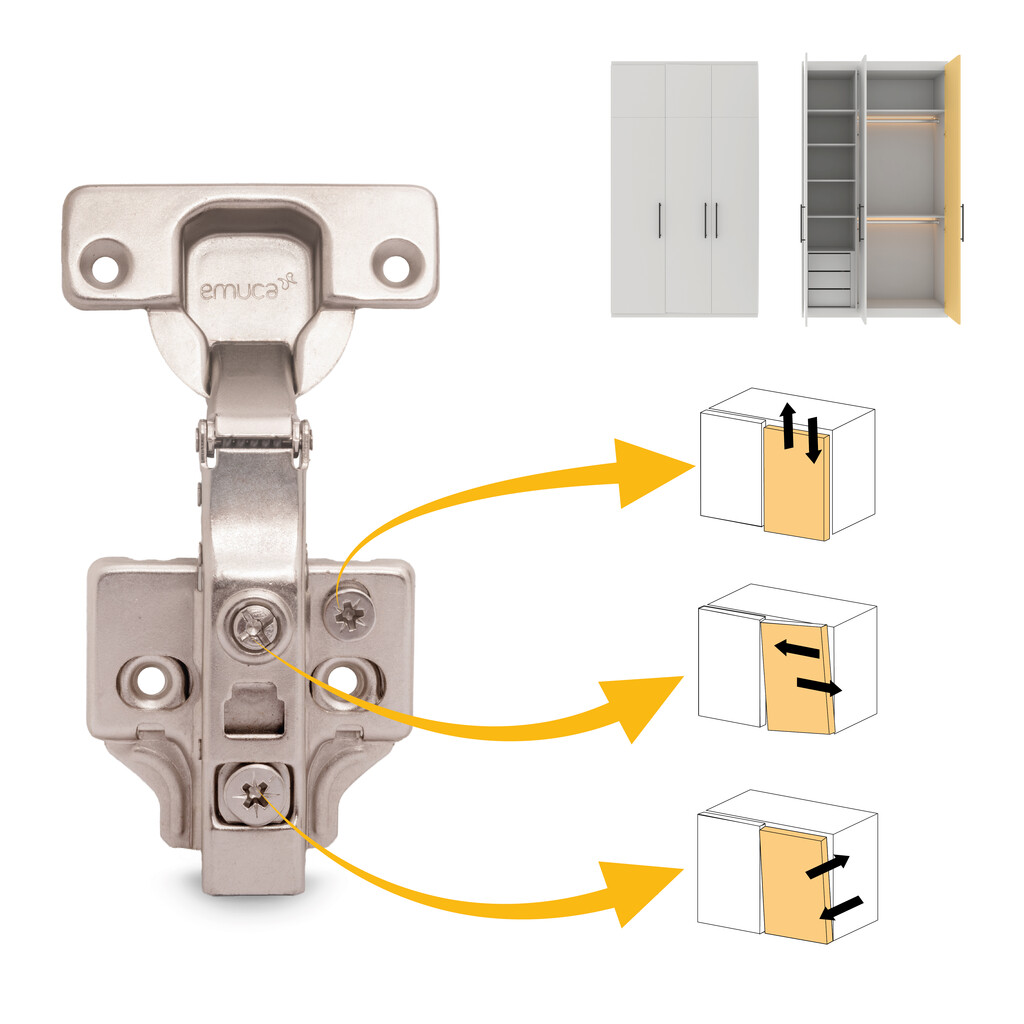 Lot of 20 X91 full Overlay hinges with soft closing and Screw-on plates, Height 0, Steel, Nickel plated-6