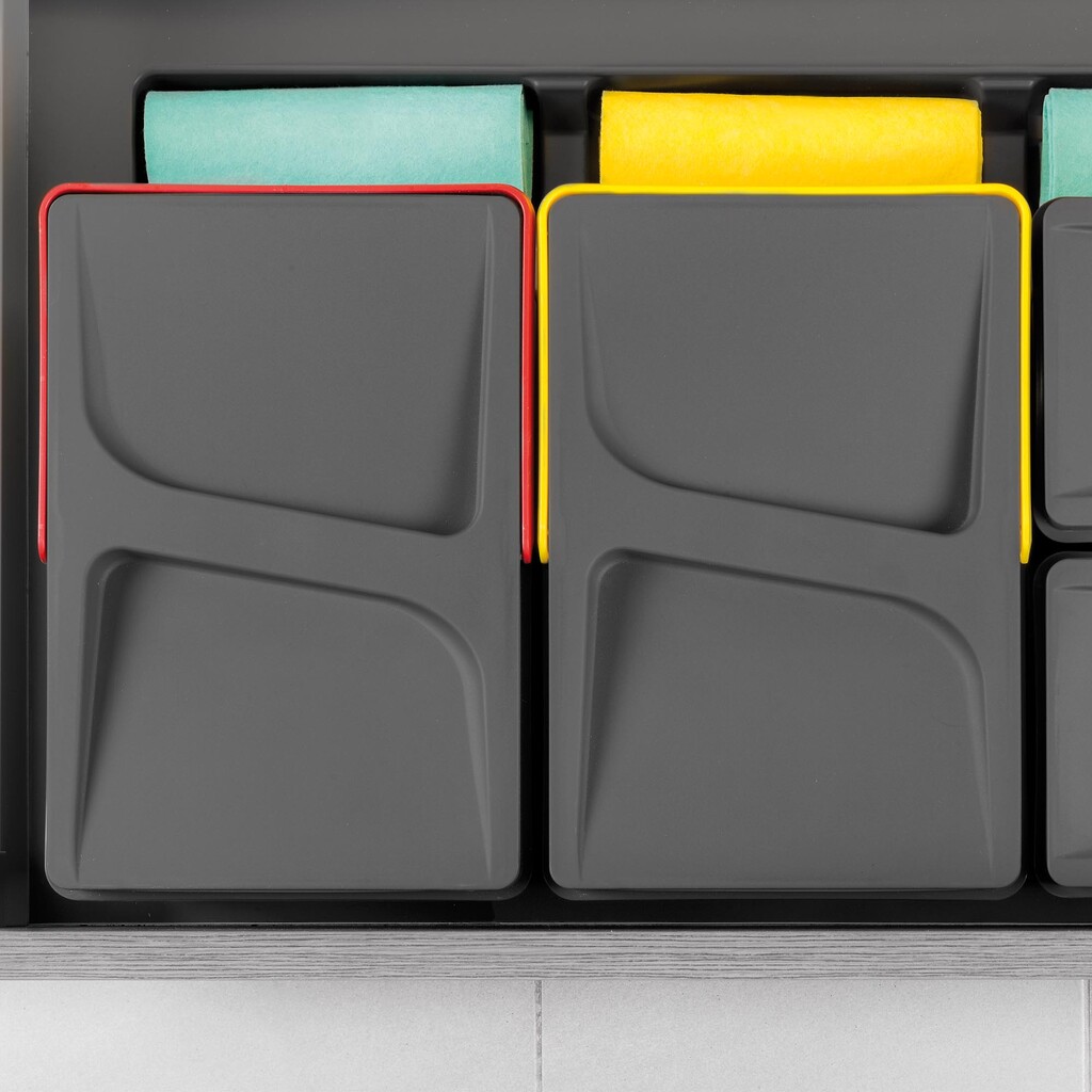 Kit of recycling bins for kitchen drawer Recycle height 266mm, 2x15litres, Anthracite grey Plastic-3