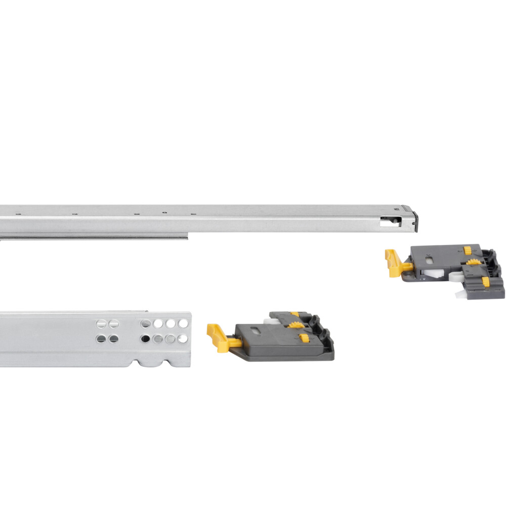 Satz Unterflurführungen Silver, Vollauszug, mit Schließautomatik und Halterung, Tiefe 490mm, Stahl, Verzinkt-6