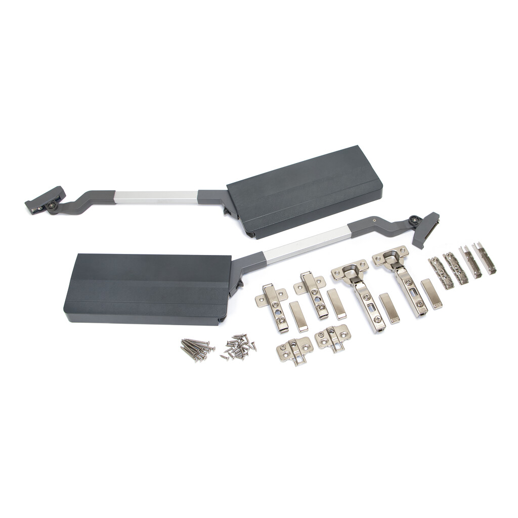 Juego de compases para puertas elevables Agile Flap, 7 - 11,6kg, Acero y Plástico, Gris antracita-Primary