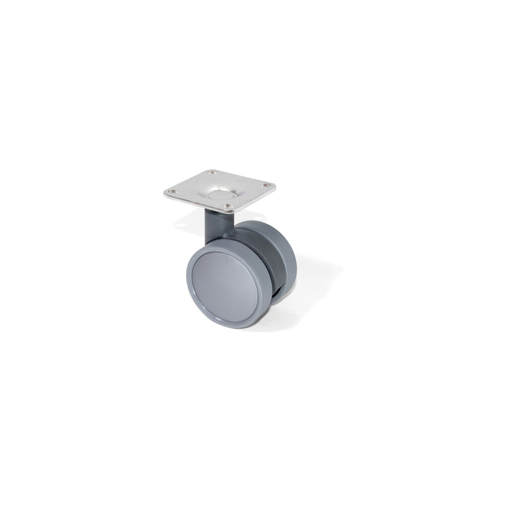 Castor Bowl with mounting plate, without brake, Steel and Plastic, Grey Plastic-Primary