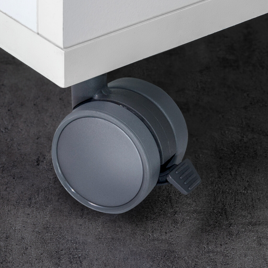 Castor Bowl with mounting plate, with brake, Steel and Plastic, Grey Plastic-3