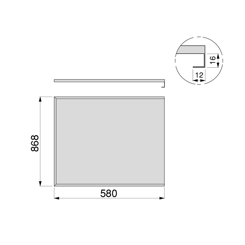 protecteur de Fond de meuble de cuisine, 16mm, module 900mm, 868x580mm, Plastique et Aluminium, Aluminium naturel-1