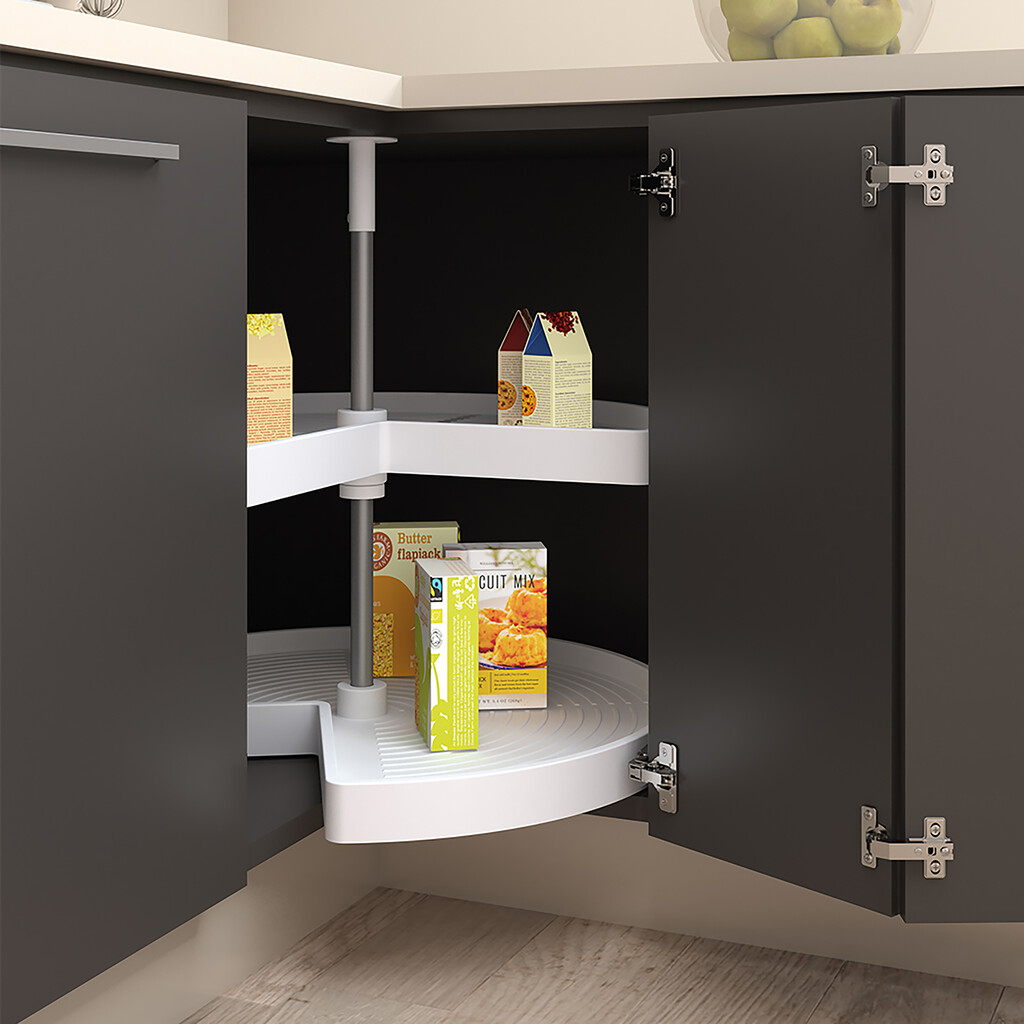 jeu de plateaux rotatifs Shelvo 3/4, pour module de 900mm, plastique et aluminium, Blanc-4