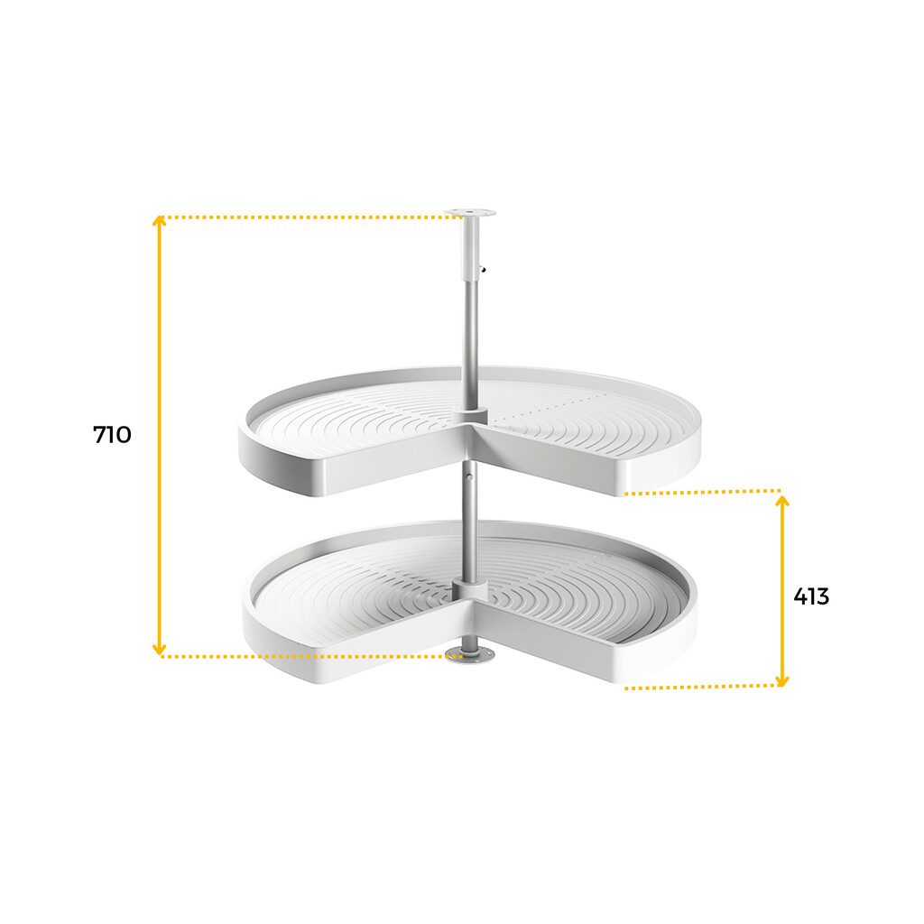 jeu de plateaux rotatifs Shelvo 3/4, pour module de 900mm, plastique et aluminium, Blanc-2