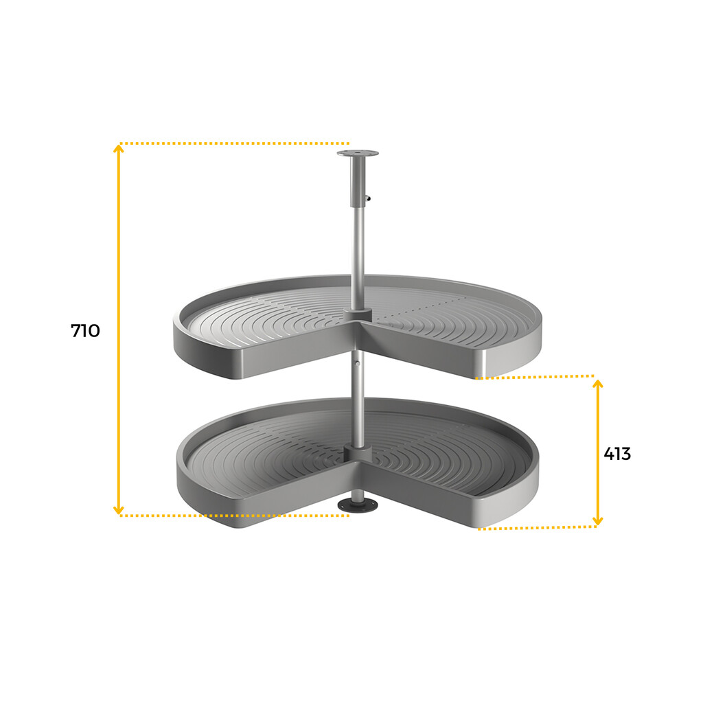 jeu de plateaux rotatifs Shelvo 3/4, pour module de 900mm, plastique et aluminium, Gris-2