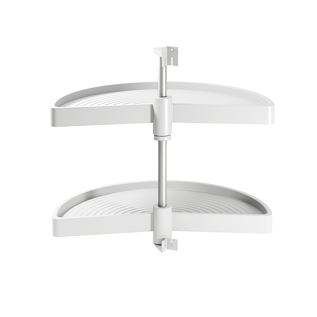 Pair of rotating trays Shelvo 1/2 Luna, for 900mm module, Plastic and Aluminium, White-Primary