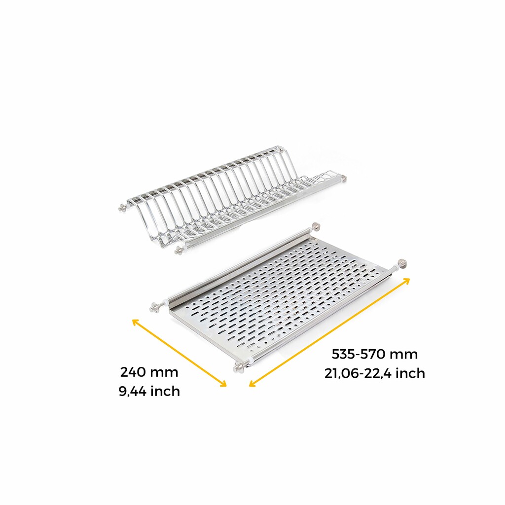 Escurreplatos para módulos altos, módulo 600mm, Acero inoxidable-1