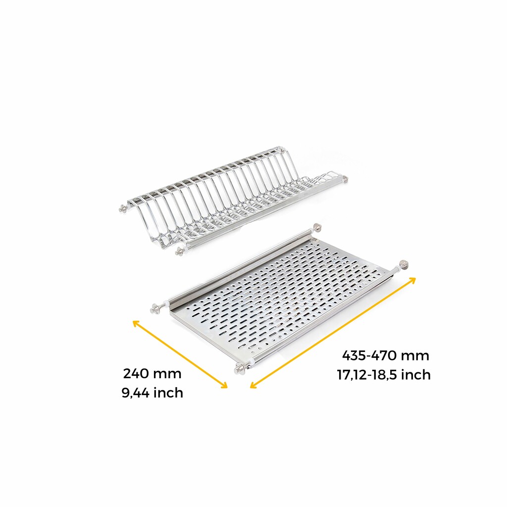 Geschirrabtropfer für Hochschränke, Modul 500mm, Edelstahl-1