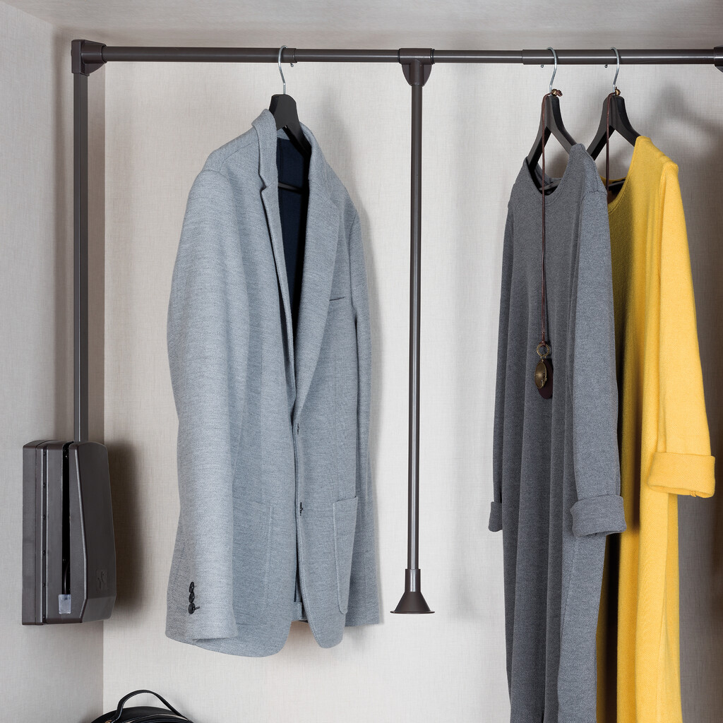 Penderie rabattable pour armoire Hang, 450 - 600, Peint en moka, Acier et Plastique.-3