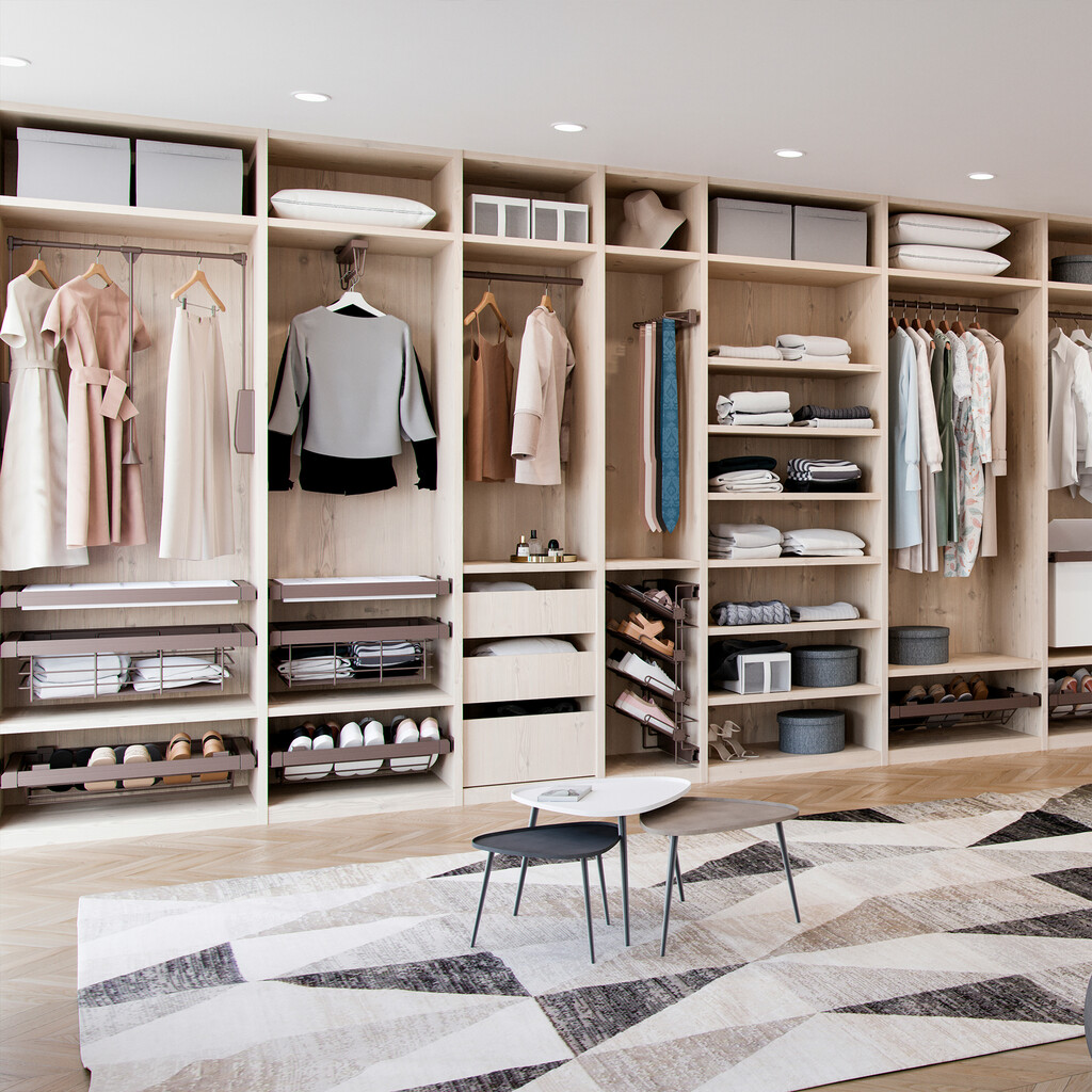 Penderie rabattable pour armoire Hang, 450 - 600, Peint en moka, Acier et Plastique.-5