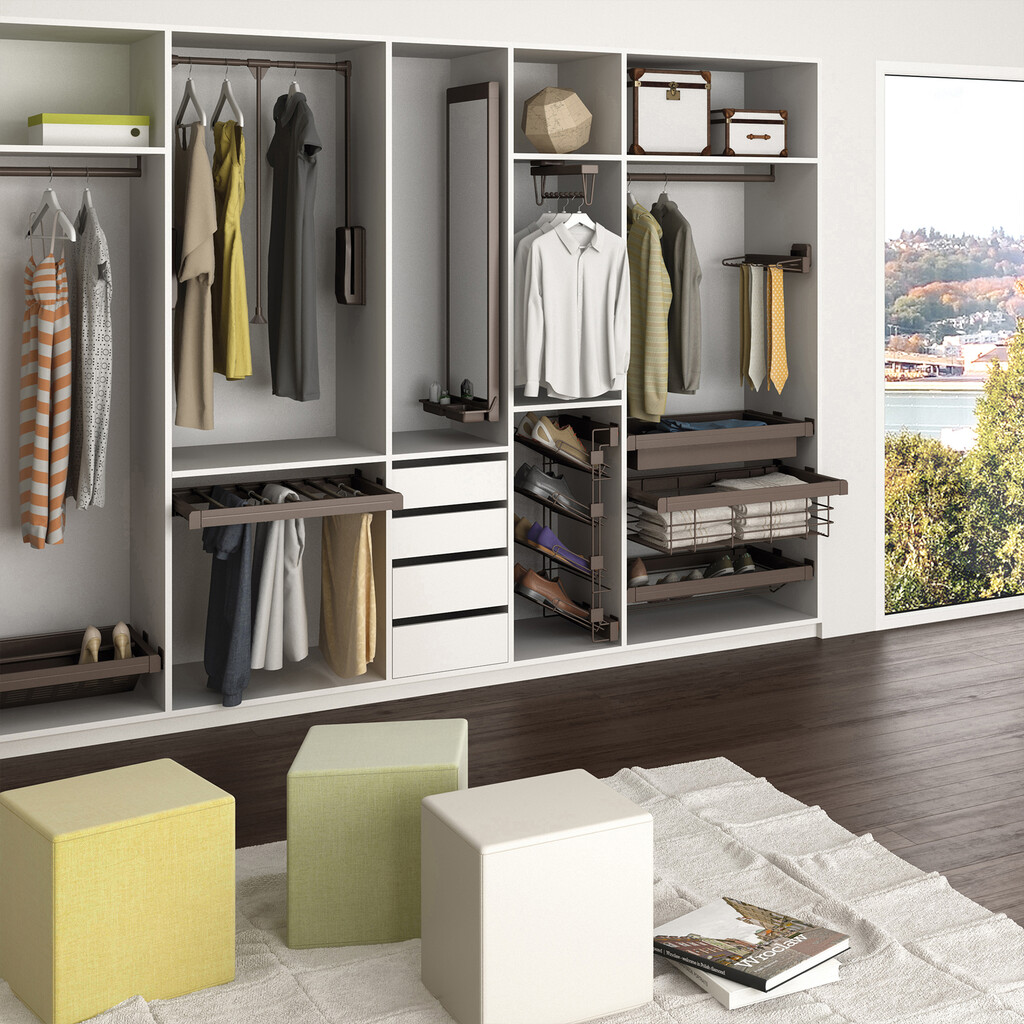 Penderie rabattable pour armoire Hang, 450 - 600, Peint en moka, Acier et Plastique.-7
