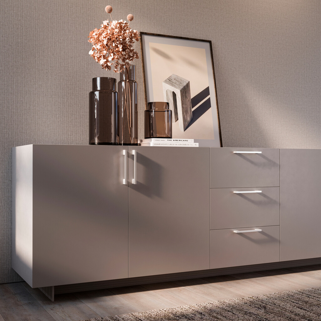 Poignée pour meubles Paiporta, L160mm, entraxe 128mm, Zamak, Chromé-3