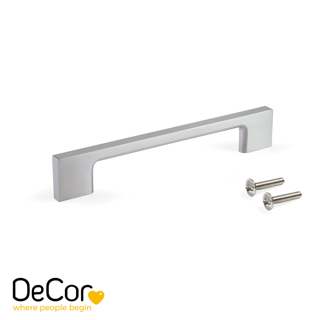 Furniture handle Paiporta, L160mm, 128mm interaxis, Zamak, Satin finished nickel-Primary
