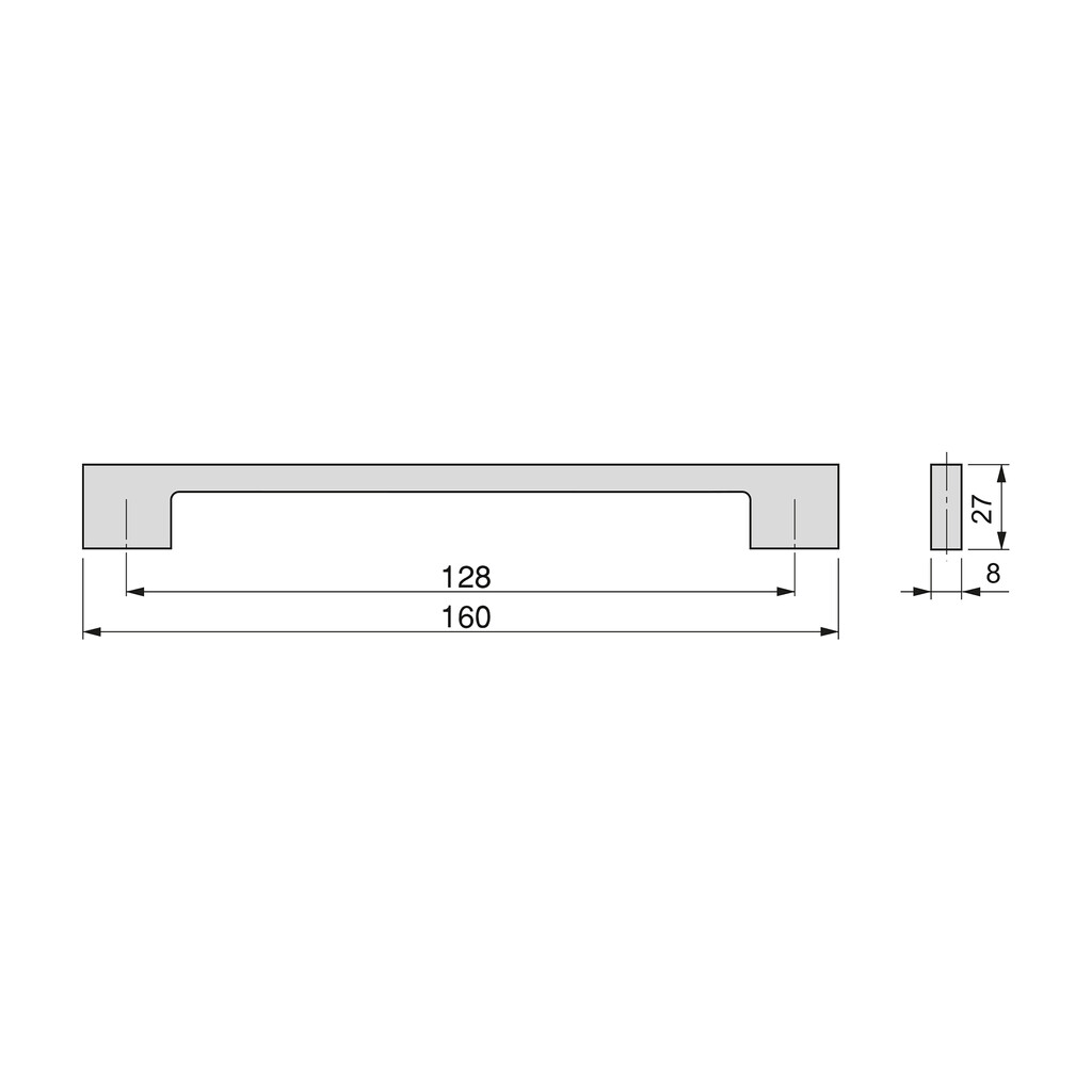 Furniture handle Paiporta, L160mm, 128mm interaxis, Zamak, Satin finished nickel-1