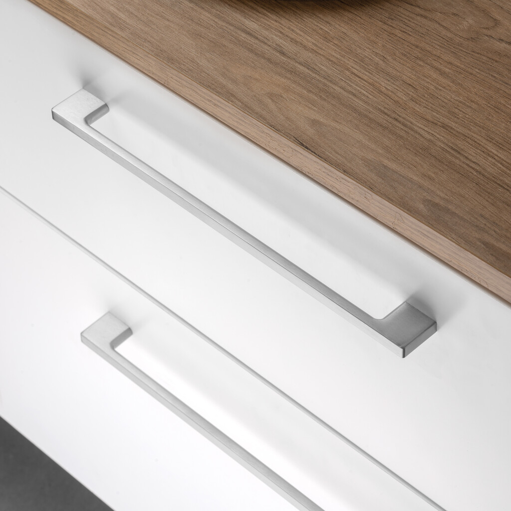 Furniture handle Paiporta, L160mm, 128mm interaxis, Zamak, Satin finished nickel-2