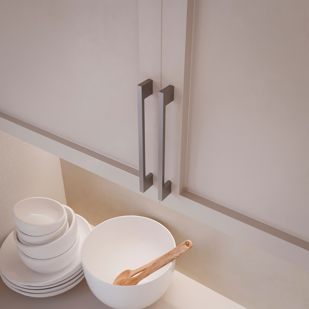 Furniture handle Paiporta, L160mm, 128mm interaxis, Zamak, Satin finished nickel-3