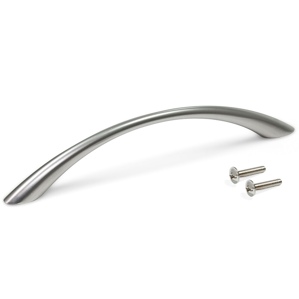 Furniture handle Bombay, L160mm, 128mm interaxis, Zamak, Satin finished nickel-Primary