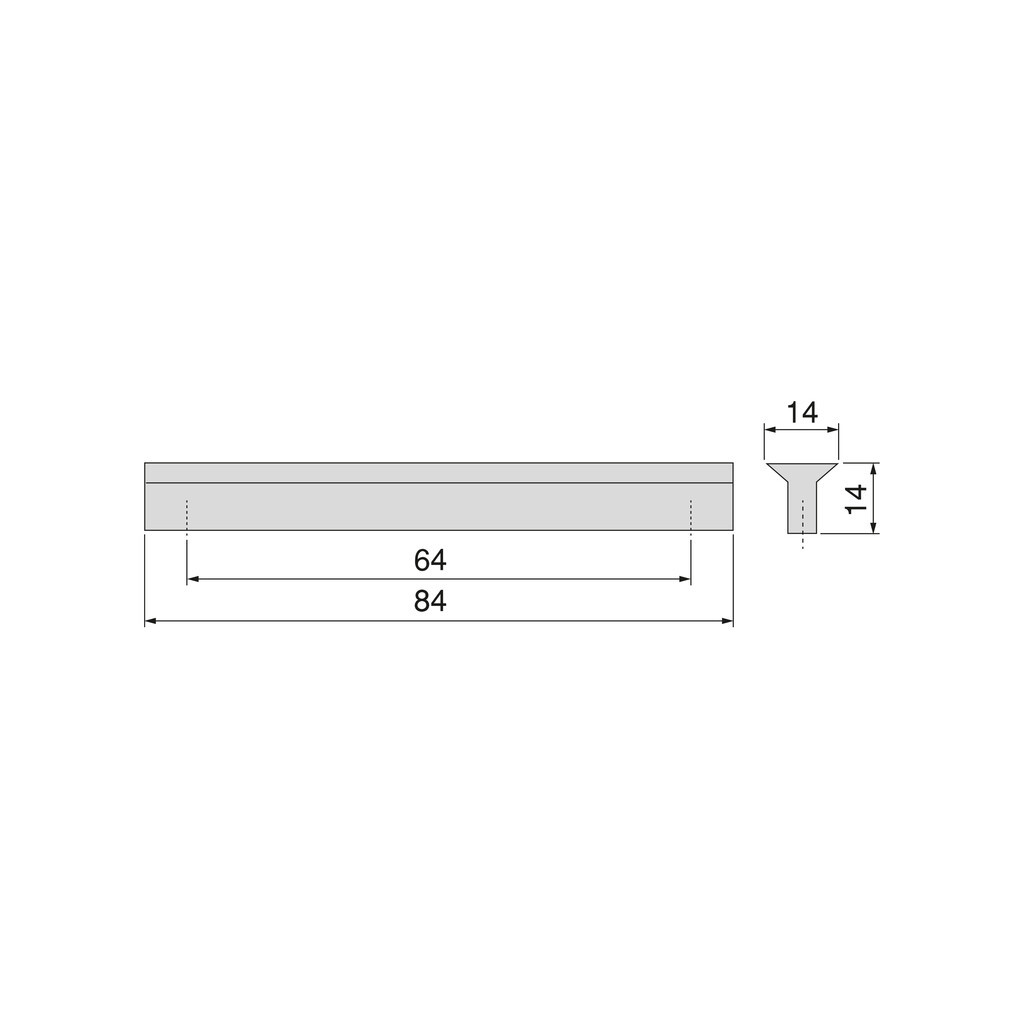 Furniture handle Algemesi, L84mm, 64mm spacer, Aluminium, Matt anodized-1