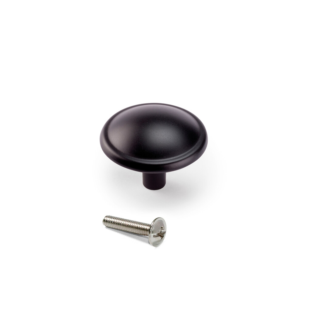 Pomo para mueble Massanassa, diámetro 32mm, Zamak, Pintado negro-Primary
