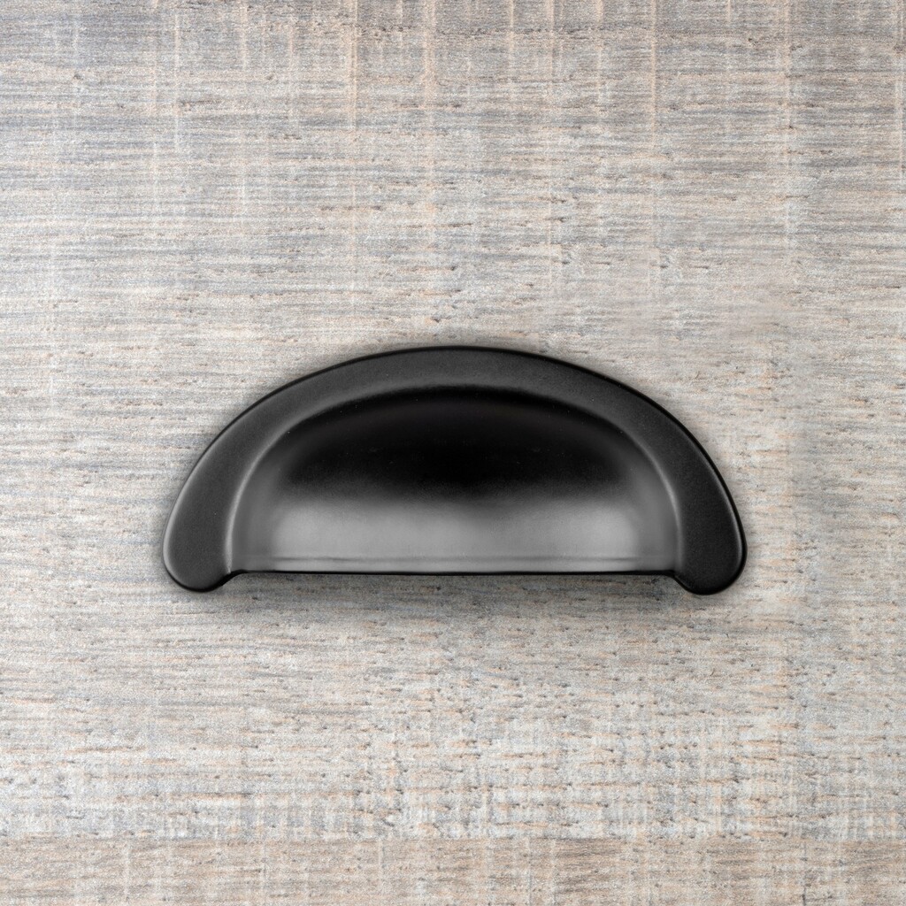 Furniture handle Alberic, L77mm, 64mm interaxis, Zamak, Black painted-2