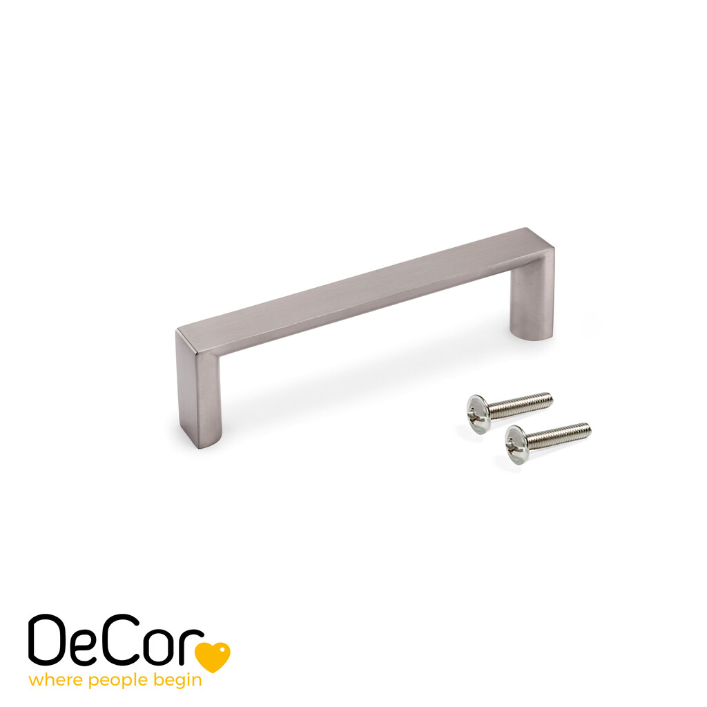 Tirador para mueble Aldaia, L103mm, intereje 96mm, Zamak, Níquel satinado-Primary