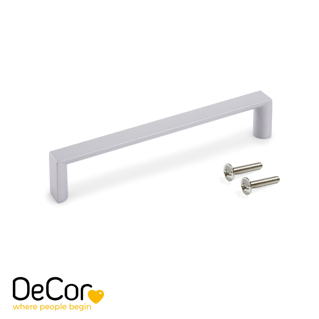 Möbelgriff Aldaia, L135mm, 128mm Achsenabstand, Zamak, Silbergrau lackiert-Primary