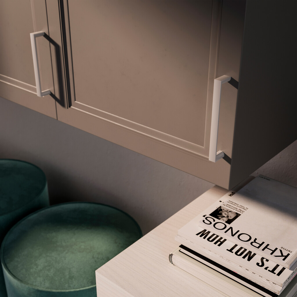 Möbelgriff Aldaia, L135mm, 128mm Achsenabstand, Zamak, Silbergrau lackiert-2