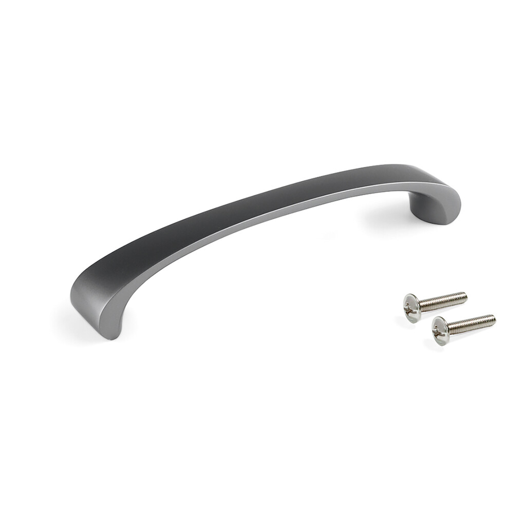 Poignée pour meubles Kyoto, L142mm, entraxe 128mm, Zamak, Titane-Primary