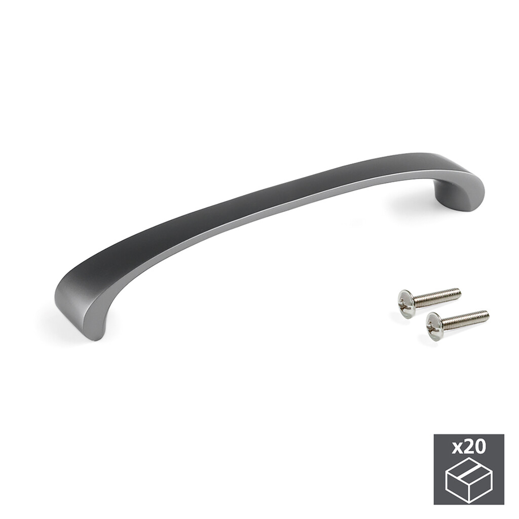Furniture handle Kyoto, L174mm, 160mm interaxis, Zamak, Titanium-Primary