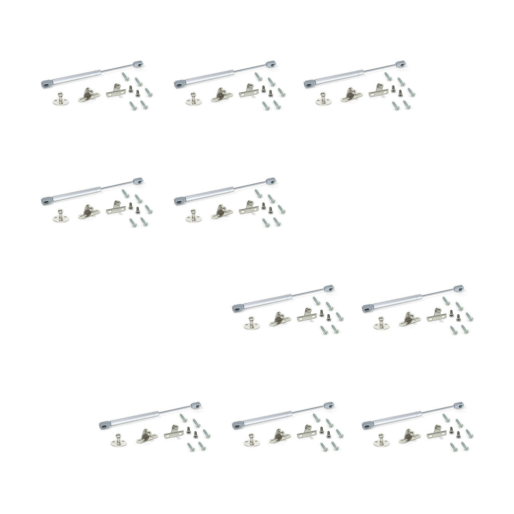 Kit von 10 Kolben H für Klapptür, 8kg, 80mm Lauf, mit Halterungen, Stahl und Kunststoff, Metallic Grau-Primary
