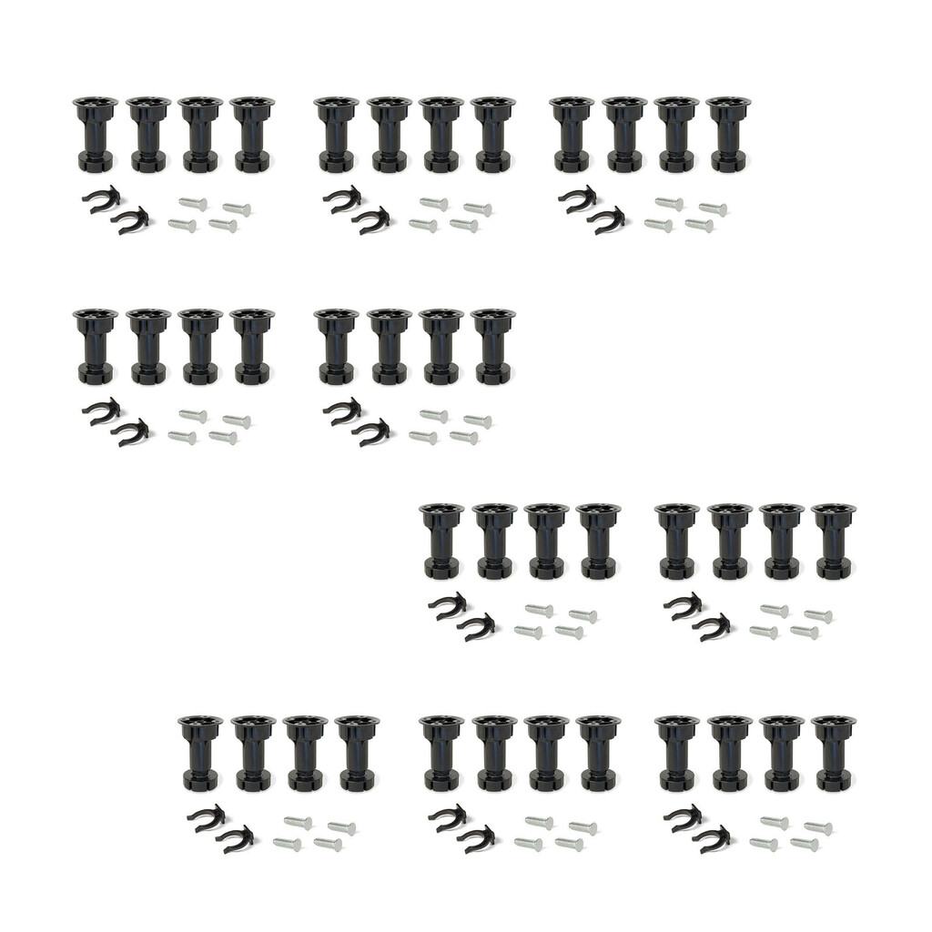 Lot von 10 Nivellierer Bone, mit vormontierter Sockel, Höhe 100mm, verstellbar 98-115mm, Kunststoff, Schwarz-Primary