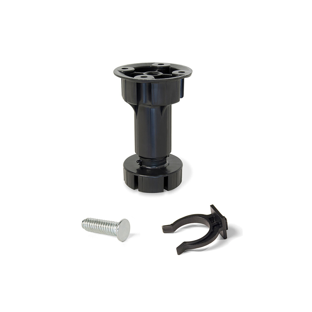 Lot von 10 Nivellierer Bone, mit vormontierter Sockel, Höhe 100mm, verstellbar 98-115mm, Kunststoff, Schwarz-5